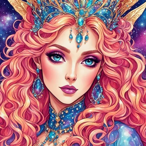 Prompt: <mymodel>Fairy goddess of outer space,erherial,cosmic being,closeup
