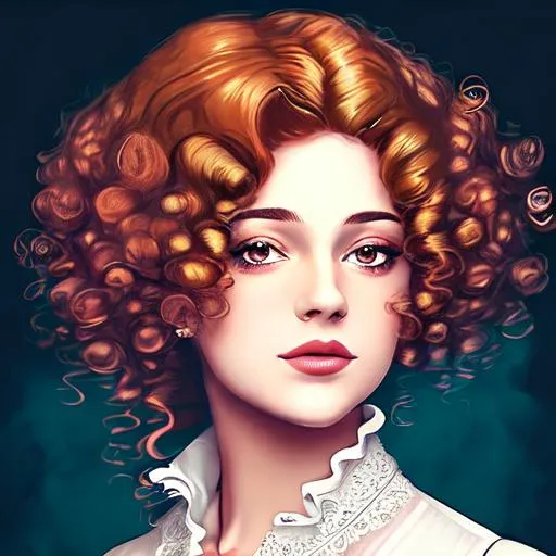 Prompt: fashionable 1st class  female passenger on the Titanic,curly hair styled hair, large lips, facial closeup, vibrant colors
