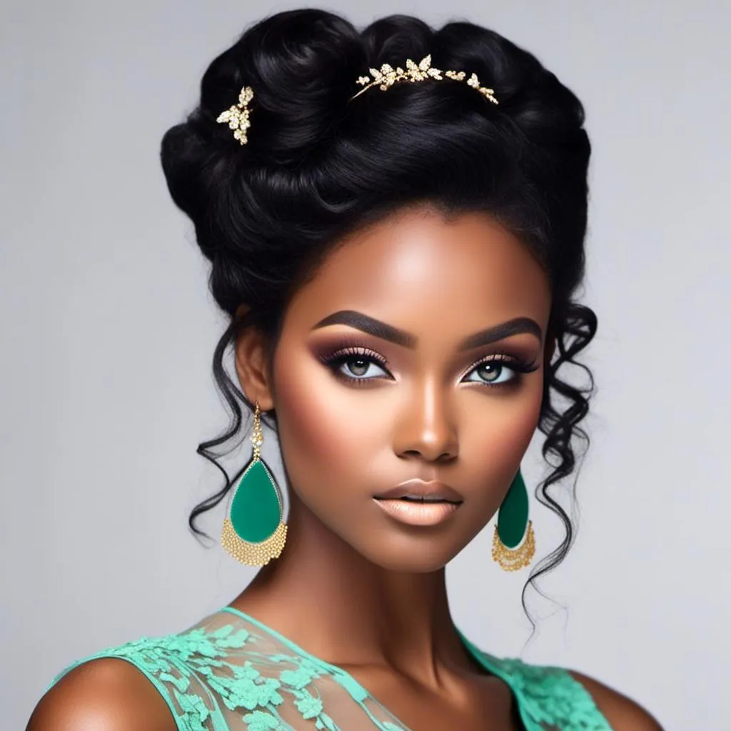 Prompt: <mymodel>beautiful makeup and hair on a gorgeous black woman