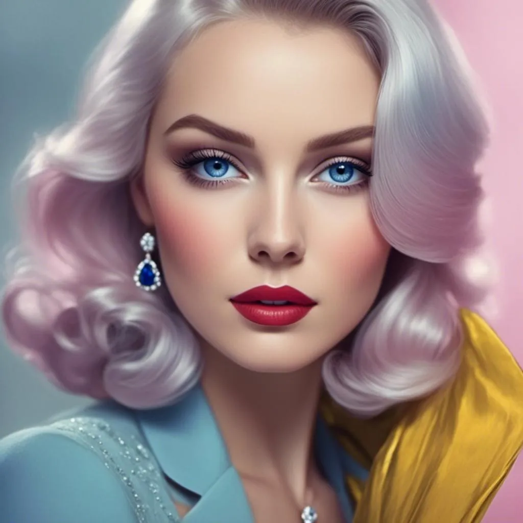 Prompt: <mymodel>Glamorously dressed lady of rhe 1930's wearing sapphire jewelry,blue eyes