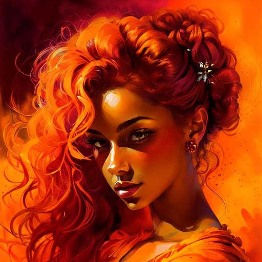 Prompt: fairy goddess, warm colors, fiery background, closeup