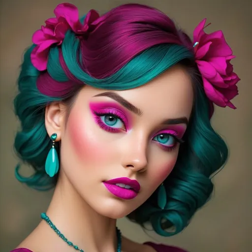 Prompt: magenta and teal beauty