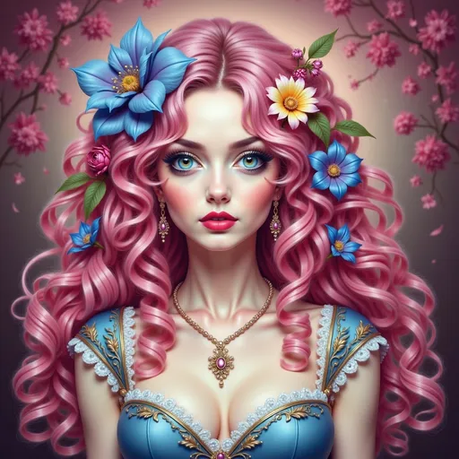 Prompt: a girl with pink hair. Anna Dittmann, fantasy art, highly detailed digital painting, a detailed drawing