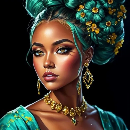 Prompt: <mymodel>"A portrait of a beautiful African girl, painted with vibrant colors by Drew Brophy that effortlessly captures the deep beauty of her eyes and hair in a flawless display of watercolor, 4K HD, featured in WatercolorArs Magazine."