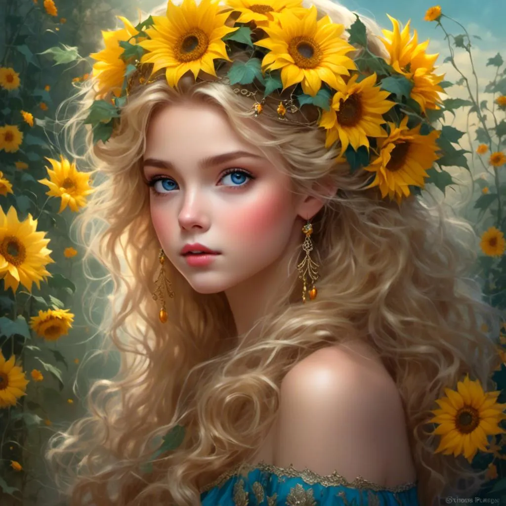 Prompt: <mymodel>Fairy princess of sunflowers