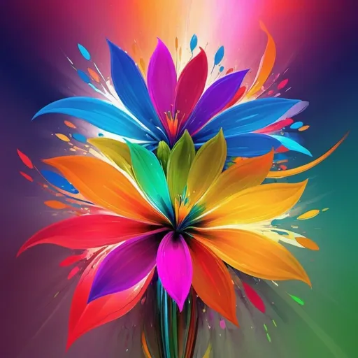 Prompt: Vibrant abstract digital artwork of flowers, dazzling colors, dynamic composition, high energy, modern digital art, vibrant, abstract, digital, high energy, dynamic composition, best quality, colorful, vivid tones, professional lighting