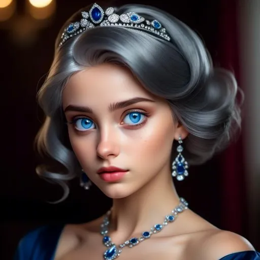 Prompt: <mymodel>Glamorously dressed lady of rhe 1930's wearing sapphire jewelry,blue eyes