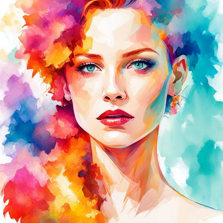 Prompt: colorful image of a young lady