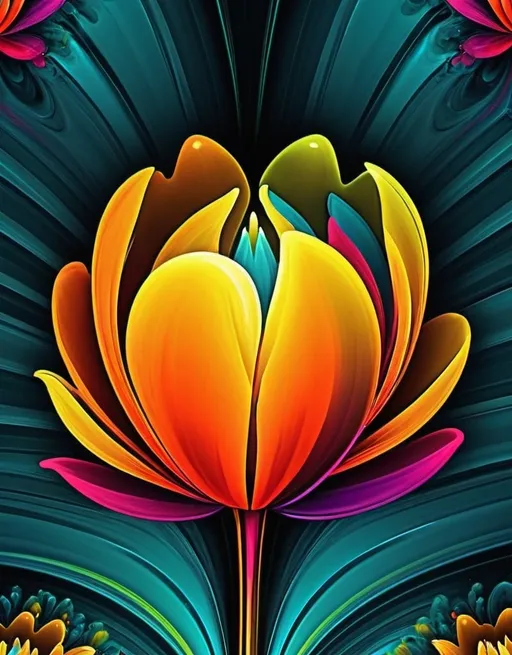 Prompt: Vibrant abstract digital artwork of flowers, dazzling colors, dynamic composition, high energy, modern digital art, vibrant, abstract, digital, high energy, dynamic composition, best quality, colorful, vivid tones, professional lighting