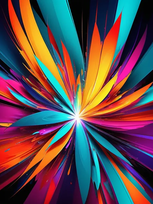 Prompt: Vibrant abstract digital artwork, dazzling colors, dynamic composition, high energy, modern digital art, vibrant, abstract, digital, high energy, dynamic composition, best quality, colorful, vivid tones, professional lighting