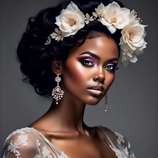 Prompt: <mymodel>beautiful makeup and hair on a gorgeous black woman