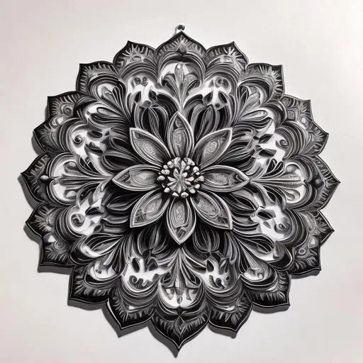 Prompt: Symmetric floral ornament, acrylic painting, realistic, high quality, photorealism, detailed petals, intricate design, vibrant colors, professional lighting, fine details