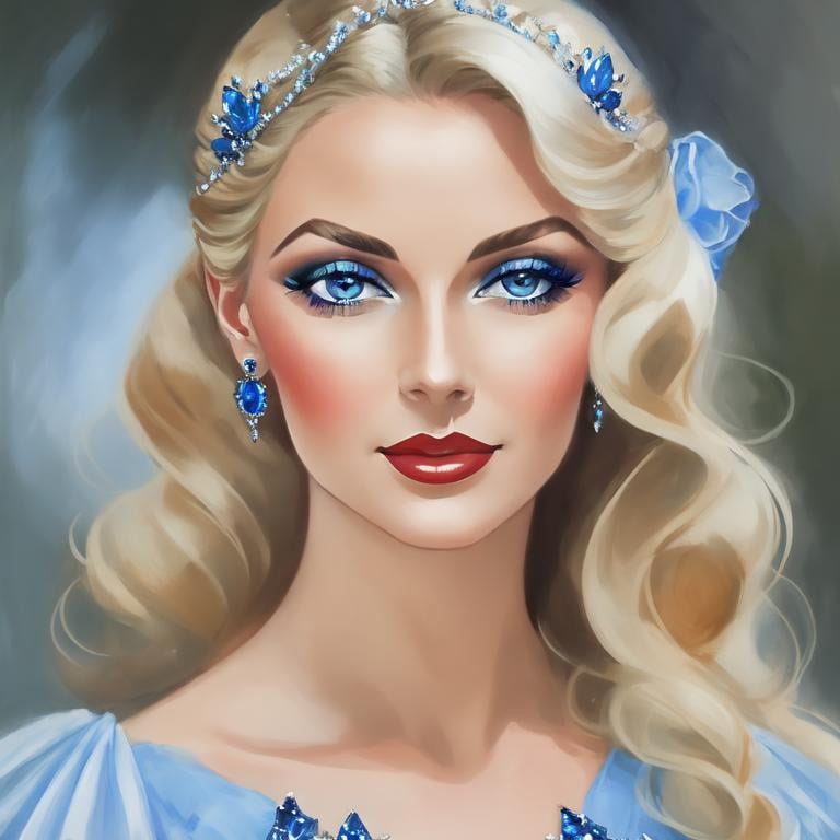 Prompt: Glamorously dressed lady of rhe 1930's wearing sapphire jewelry,blue eyes