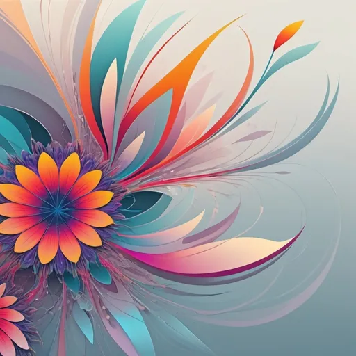 Prompt: abstract flowers, (vibrant colors), (fluid shapes), bold geometric forms, ethereal beauty, dynamic compositions, soft blending of hues, artistic expression, contemporary style, surreal atmosphere, visually stimulating, intricate patterns, (digital art), inviting and imaginative, high quality, ultra-detailed, appealing to sense of wonder