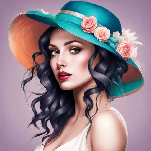 Prompt: A beautiful woman wwearing a stylish hat