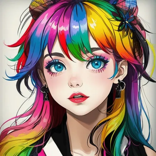Prompt: A colorful girl