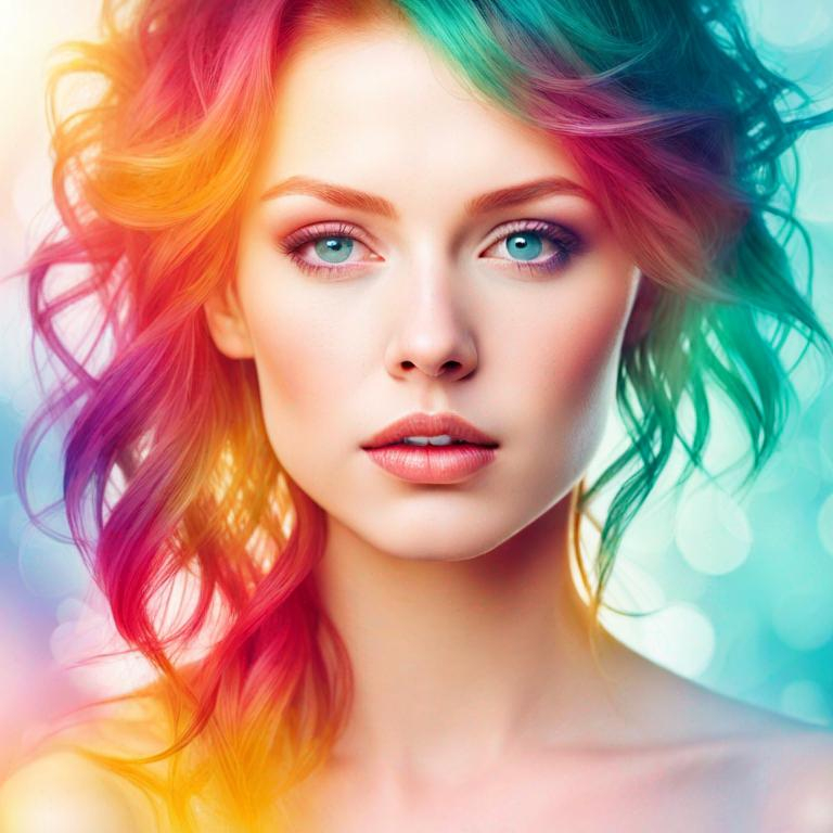 Prompt: colorful image of a young lady