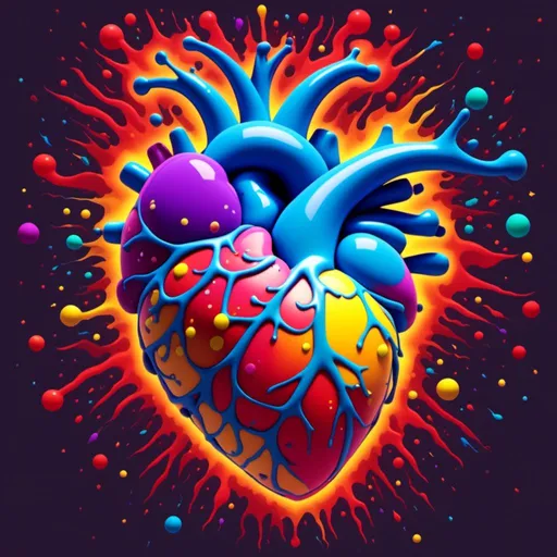 Prompt: <mymodel>a psychedelic explosion of color inside a heart