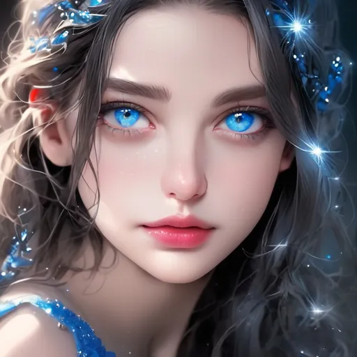Prompt: Beautiful girl with sparkling blue eyes