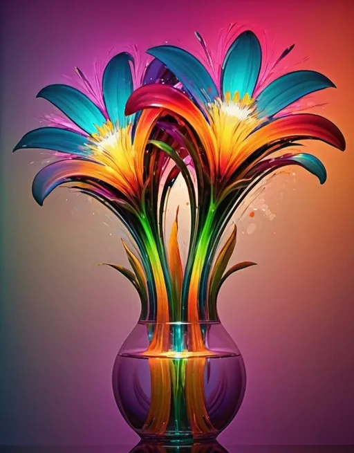 Prompt: Vibrant abstract digital artwork of flowers, dazzling colors, dynamic composition, high energy, modern digital art, vibrant, abstract, digital, high energy, dynamic composition, best quality, colorful, vivid tones, professional lighting