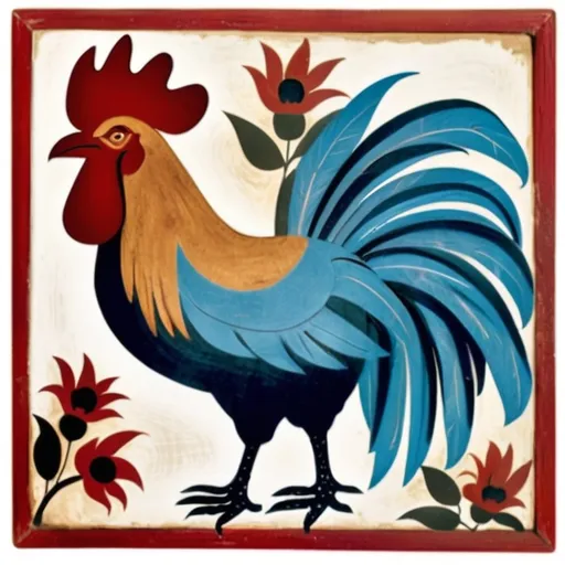 Prompt: primitive art rooster 