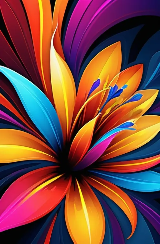 Prompt: Vibrant abstract digital artwork of flowers, dazzling colors, dynamic composition, high energy, modern digital art, vibrant, abstract, digital, high energy, dynamic composition, best quality, colorful, vivid tones, professional lighting