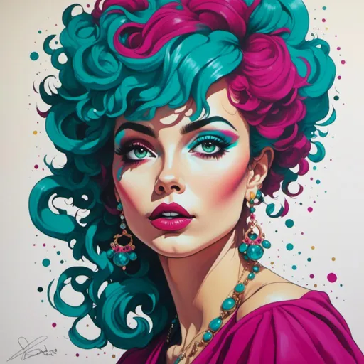 Prompt: <mymodel>magenta and teal lady