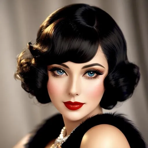 Prompt: Glamorously dressed lady of rhe 1930's,facial closeup