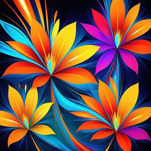 Prompt: Vibrant abstract digital artwork of flowers, dazzling colors, dynamic composition, high energy, modern digital art, vibrant, abstract, digital, high energy, dynamic composition, best quality, colorful, vivid tones, professional lighting