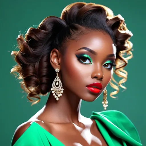 Prompt: <mymodel>beautiful makeup and hair on a gorgeous black woman