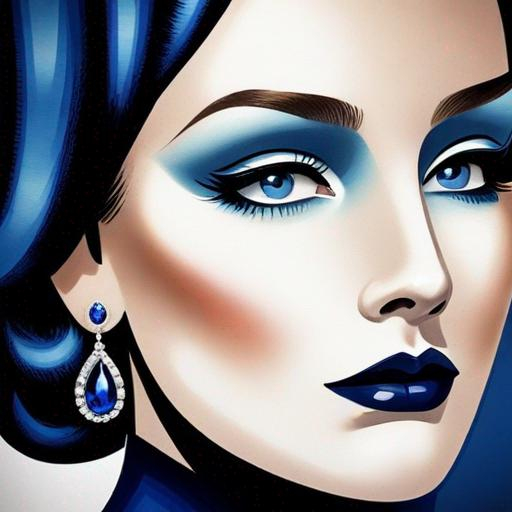 Prompt: Glamorously dressed lady of rhe 1930's wearing sapphire jewelry,blue eyes