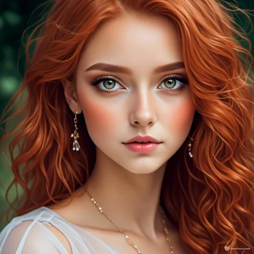 Prompt: <mymodel>A beautiful young woman with amber eyes and ginger hair