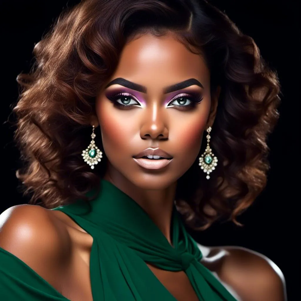 Prompt: <mymodel>beautiful makeup and hair on a gorgeous black woman