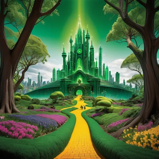 Prompt: The Emerald City of Oz portrayed in vivid color