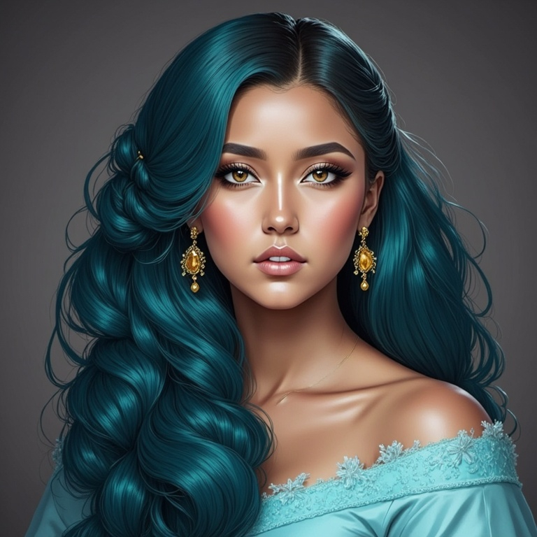 Prompt: <mymodel> Teal and gold beauty