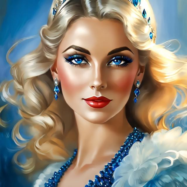 Prompt: Glamorously dressed lady of rhe 1930's wearing sapphire jewelry,blue eyes