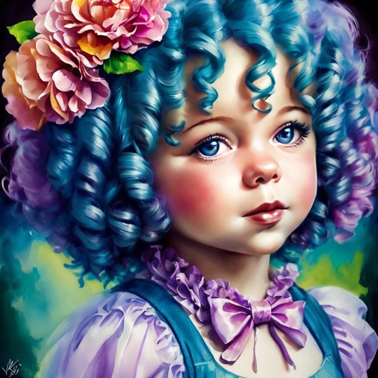 Prompt: a fairy of spring, Shirley temple curls, vivid colors, closeup