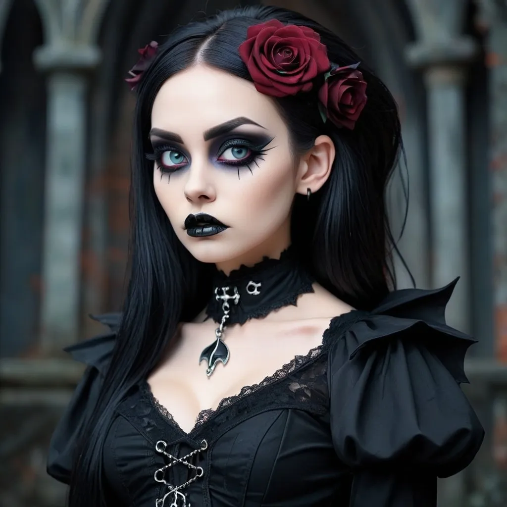 Prompt: <mymodel> a woman in gothic makeup