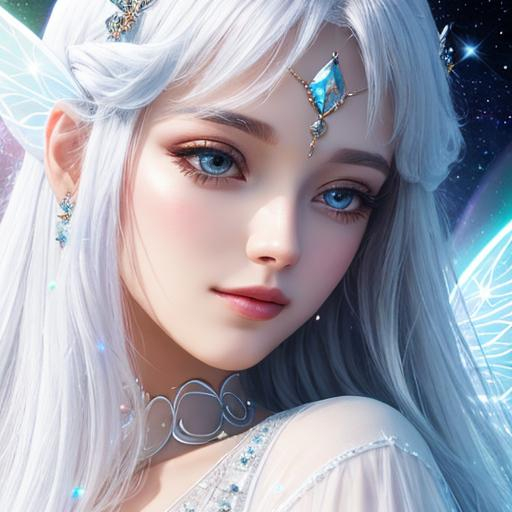 Prompt: White prism, cosmic,etherial, fairy, goddess of light ,closeup