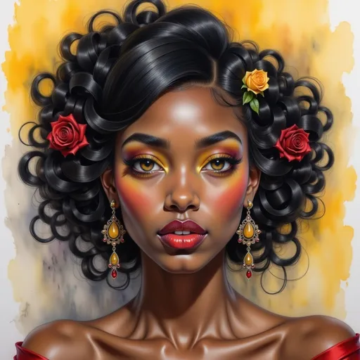 Prompt: <mymodel>beautiful makeup and hair on a gorgeous black woman