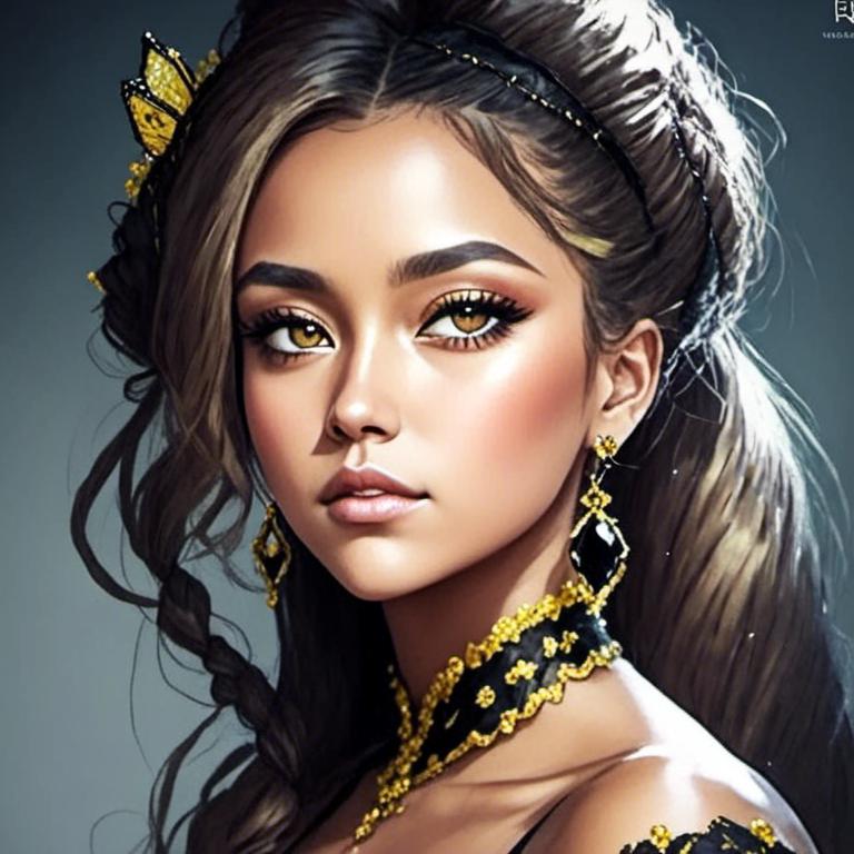 Prompt: <mymodel>Bumbleigh Bee. Pretty lady with black hair