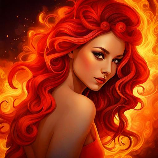 Prompt: fairy goddess, warm colors, fiery background, closeup