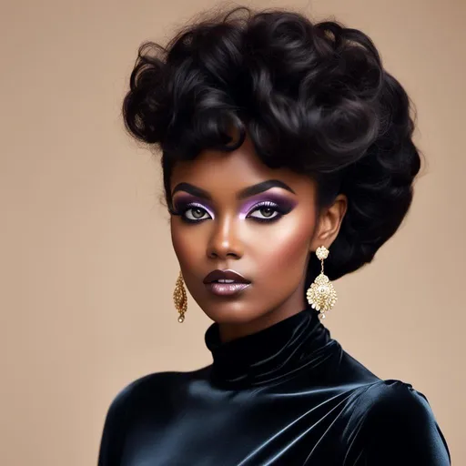 Prompt: <mymodel>60s makeup and hair on a black girl