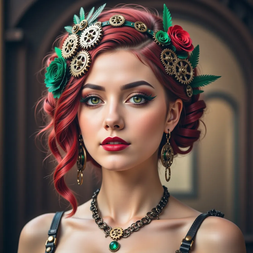Prompt: A woman with flowers in her hair