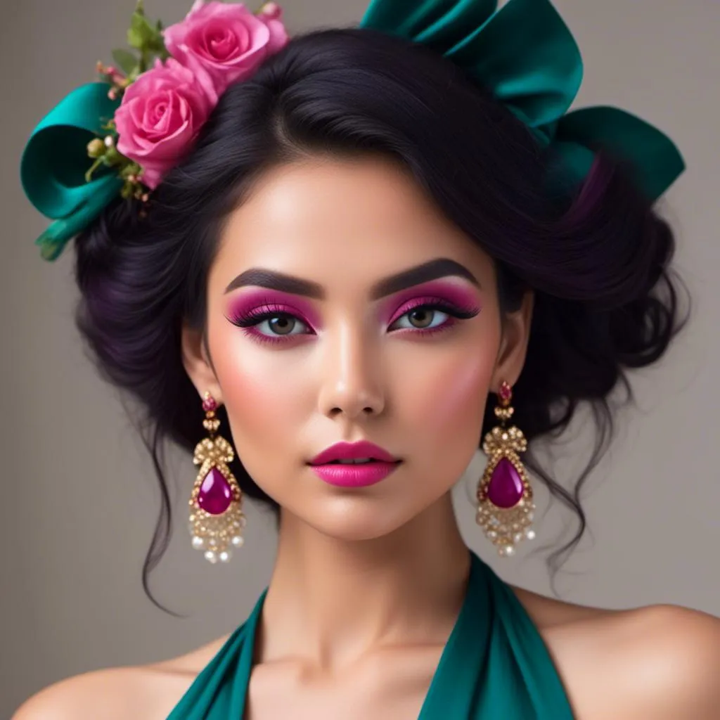 Prompt: <mymodel>A beautiful woman in a color scheme of magenta
