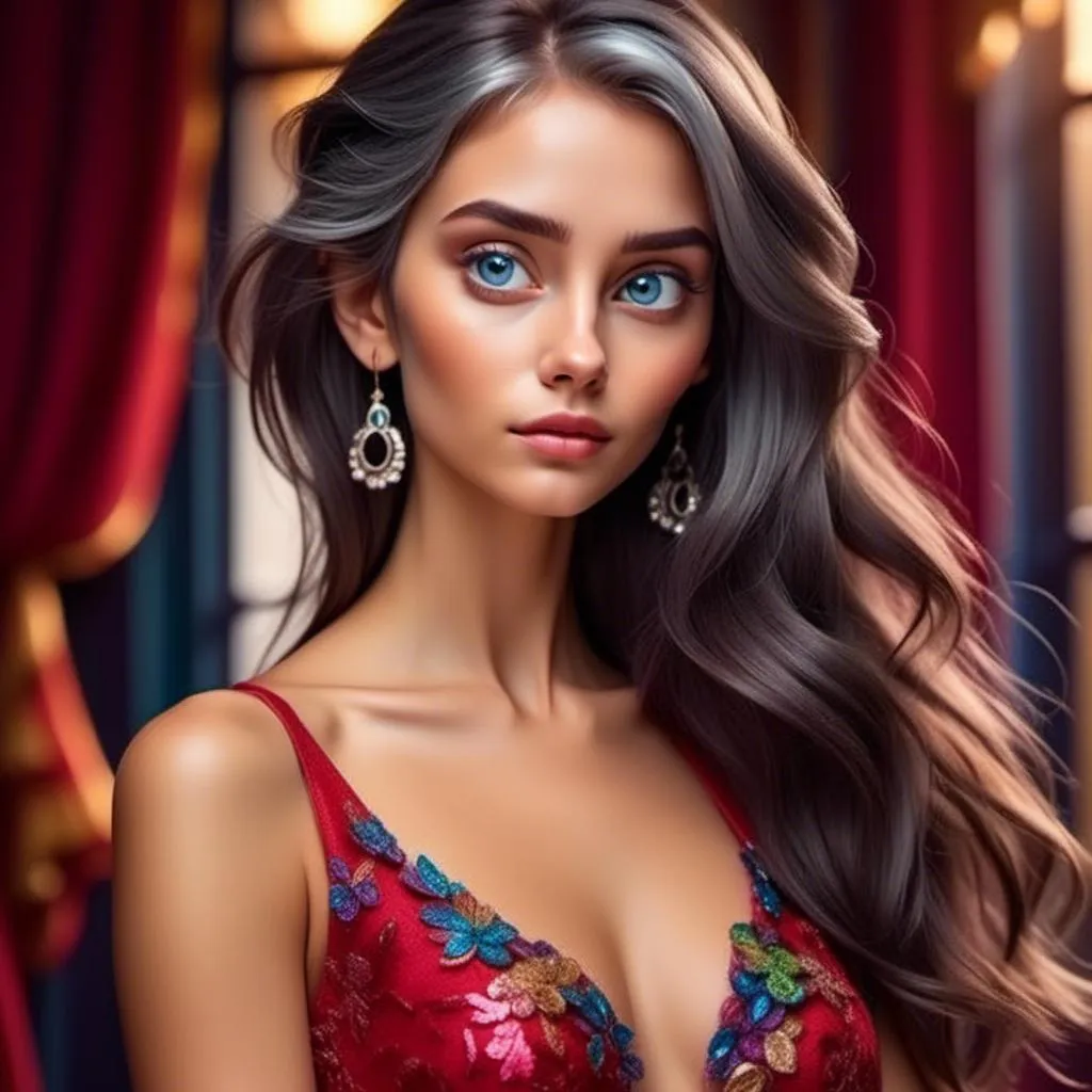 Prompt: <mymodel>Beautiful brunette woman with makeup portrait 