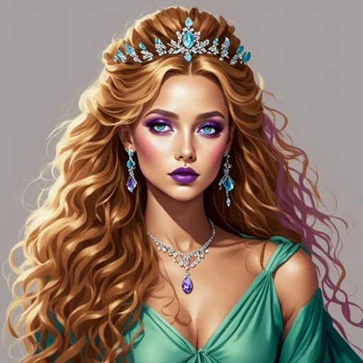 Prompt: <mymodel>Beautiful ethereal woman, long blonde hair,and icy blue eyes color, purple lipstick, facial closeup