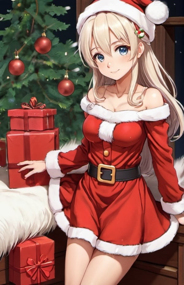 Prompt: cute female santa anime