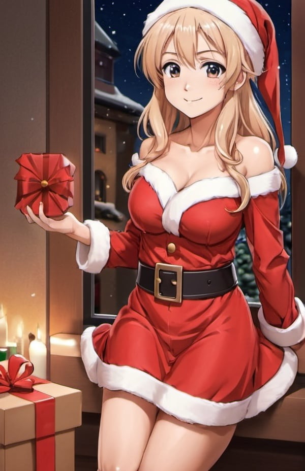 Prompt: cute female santa claus anime