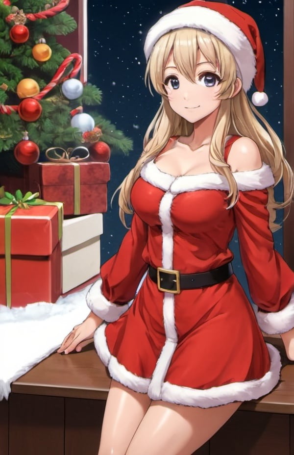 Prompt: cute female santa claus anime